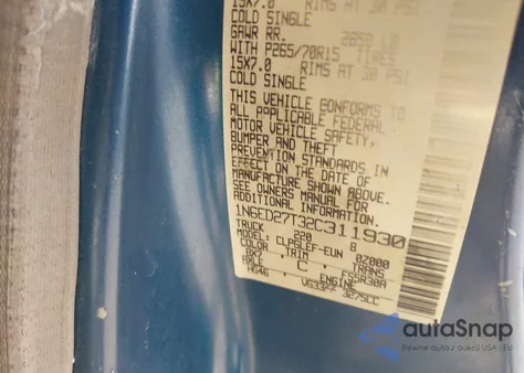 2002 Nissan Frontier Xe-V6 from USA, damaged, VIN 1N6ED27T32C311930